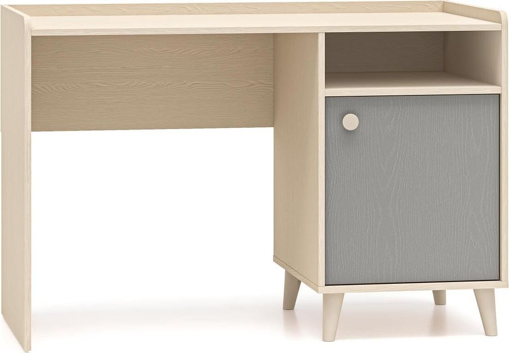 FURNLUX Schreibtisch Mevel Grau Und Beige 120cm / Hauptfarbe: Grau / Abmessungen: 120 x 80 x 58 cm
