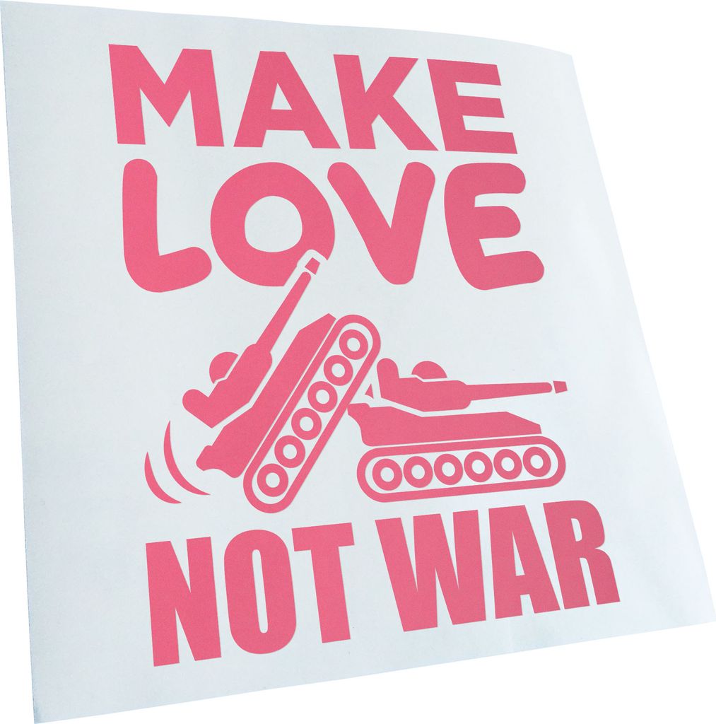 Kiwistar - Autoaufkleber - Make Love not War - Hellrosa - 24x18cm - Aufkleber für Auto, Laptop, Fahrrad, LKW, Motorrad mehrfarbig JDM Decal Racing