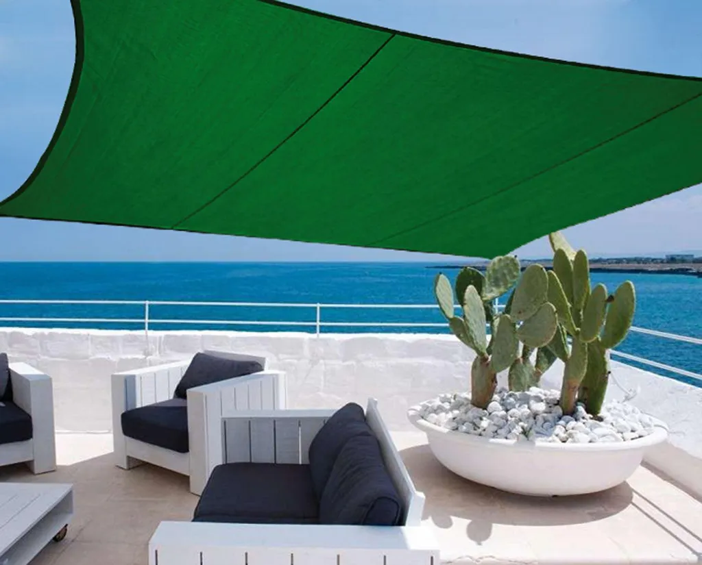 Voile d'ombrage rectangulaire 3x4m vert HDPE pour terrasse et jardin
