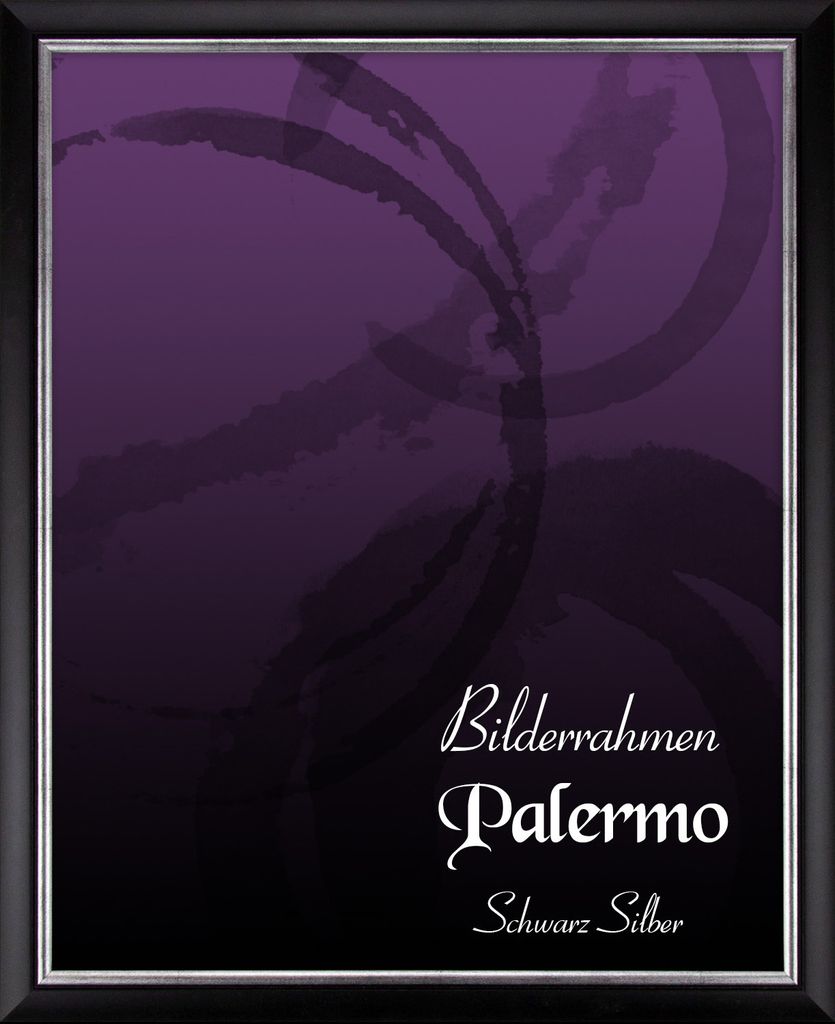Bilderrahmen Palermo - 100x150 cm, Schwarz Silber Nachbildung, 1,5 mm Kunstglas entspiegelt