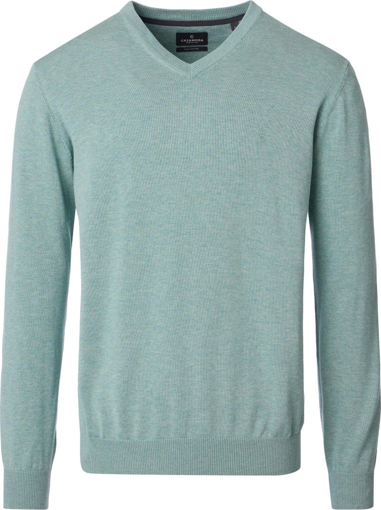 CASAMODA Herren Pullover V-Neck Regular Pima-Baumwolle Mintgrün XXL