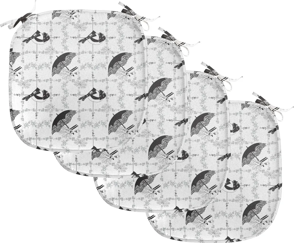 ABAKUHAUS Rivestimenti per sedie da sala da pranzo, abbigliamento moda donna, cuscini decorativi impermeabili con cinturini per sedie da cucina, 40 cm x 40 cm - confezione da 4, nero, grigio chiaro, bianco