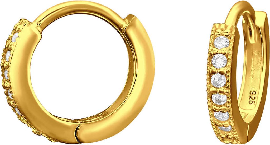925 Sterling Silber Creolen Ohrringe vergoldet 12mm in Produktbild 