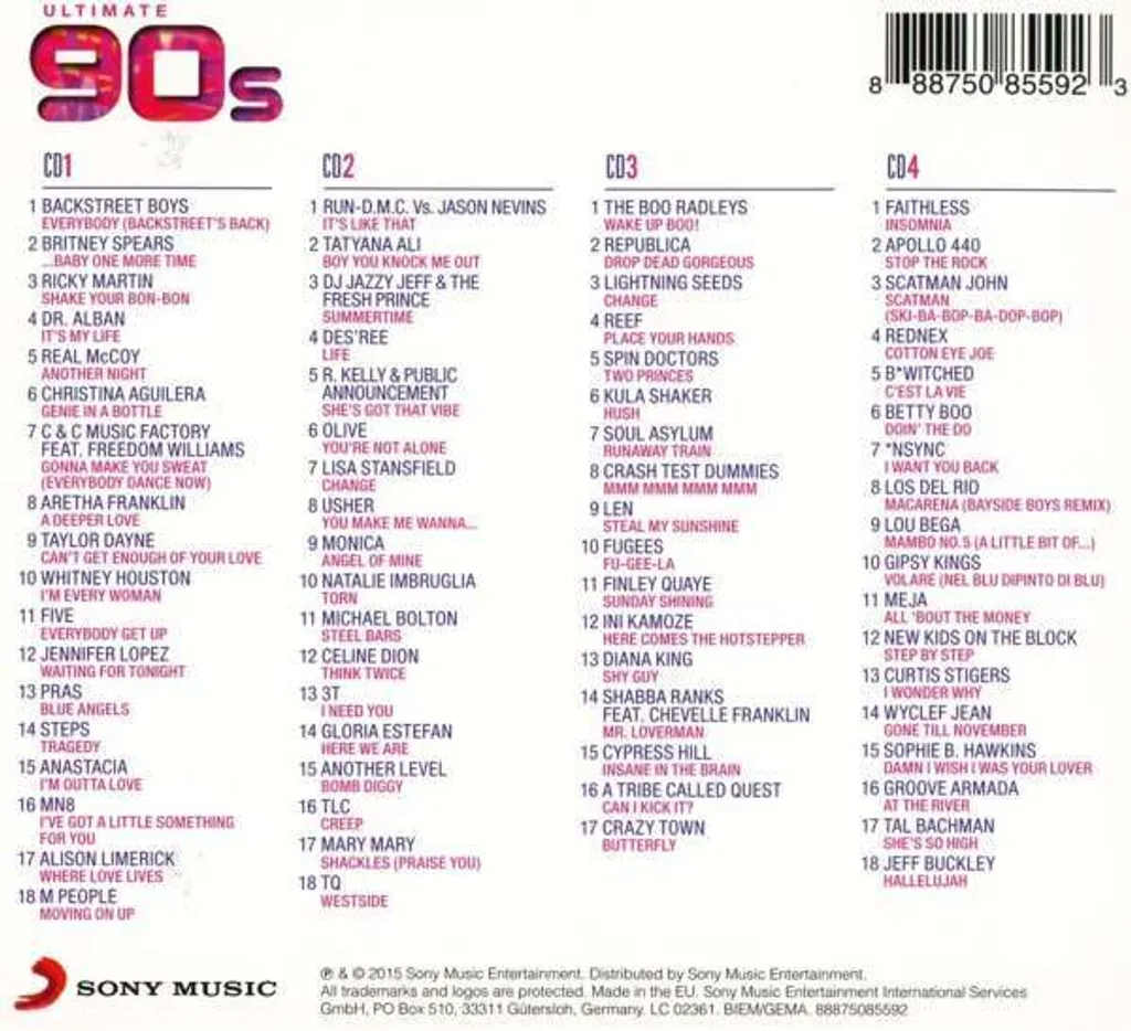 Compilation Ultimate 90s Coffret 4 CD Digipak Anthologie Pop Rock