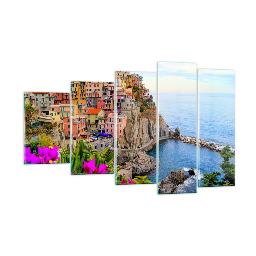 Bilder auf glas - Italien küste felsen landschaft - 100x60cm - Glasbilder - Wandbilder - Kunstdruck - zum Aufhängen bereit - Wanddekoration aus G...