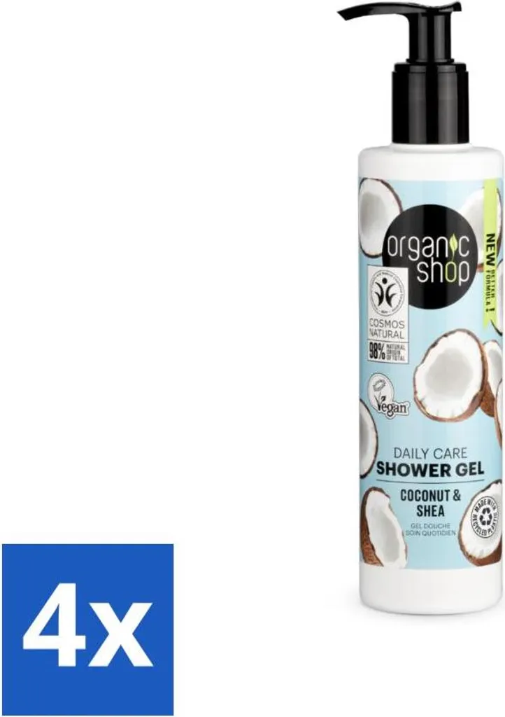Rituale Bio: Organic Shop Gel Doccia Cocco e Karité 280ml - 4 Pack
