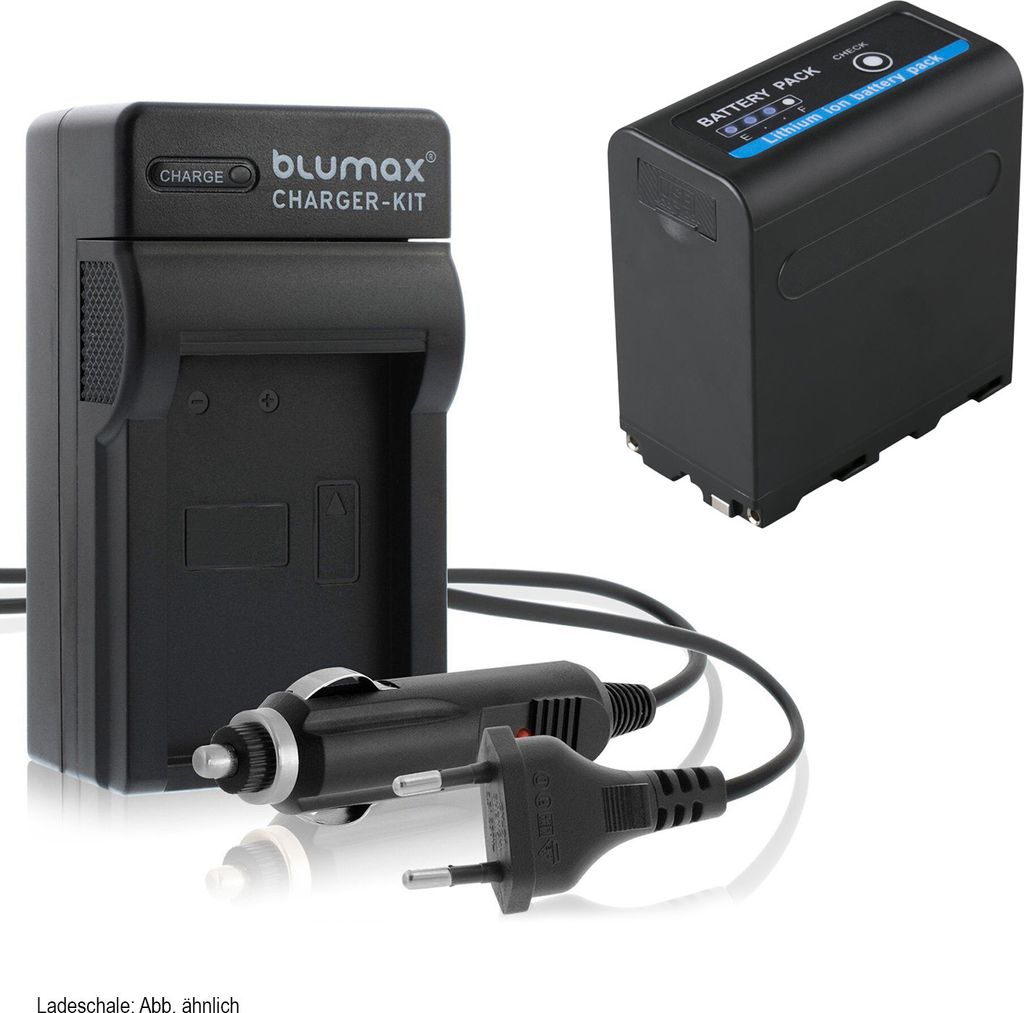 1x Akku + Lader für Sony NP-F980 F750 mit 5V USB Ausg. und DC 8,4V 10050 mAh