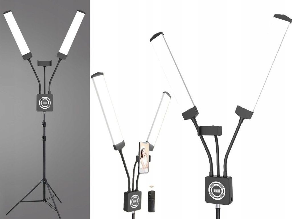 Podwójna Giętka Lampa LED Kosmetyczna Fotograficzna Video Zdjęcie produktu 