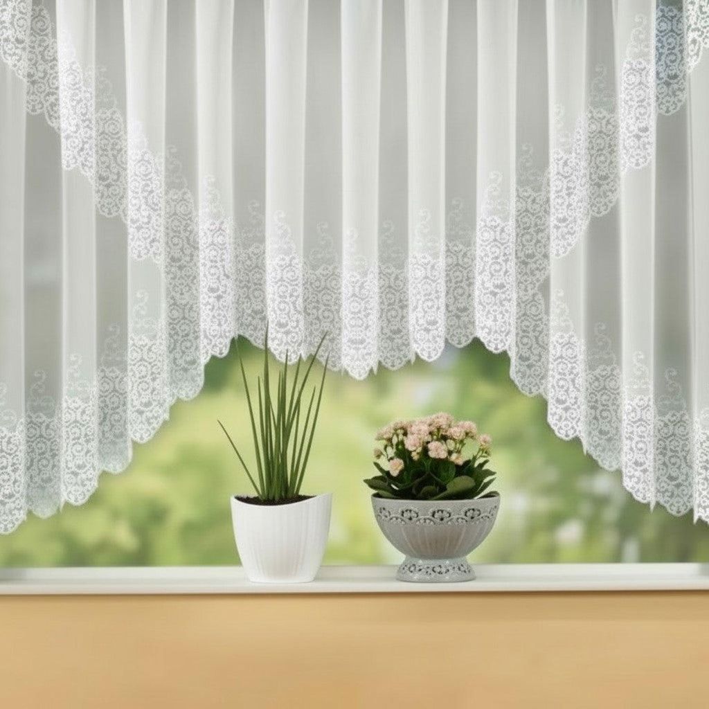 Fensterstore "Conrad" weiß mit Kräuselband 145 x 300 cm- Kuvertstore von Albani