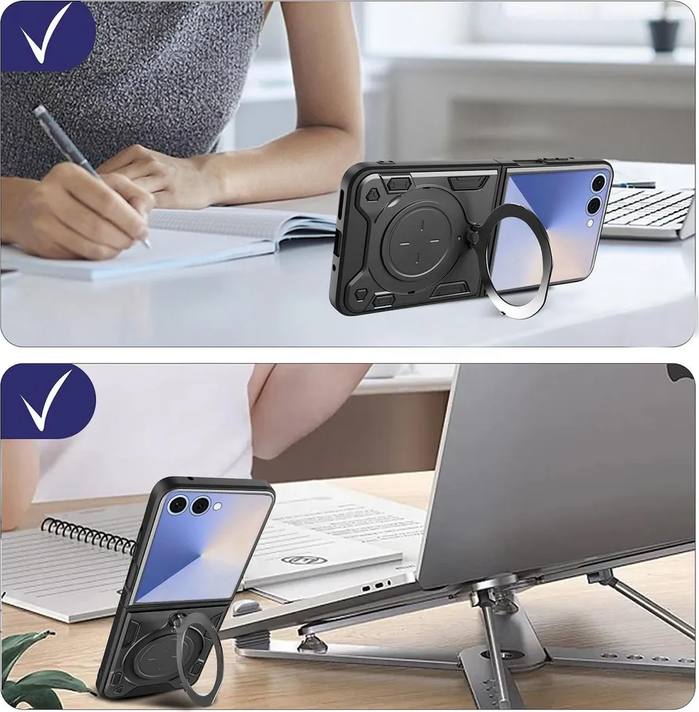 Cover Viola Z Fold7 5G: Texture CD e Anello Rotante per Samsung - 4