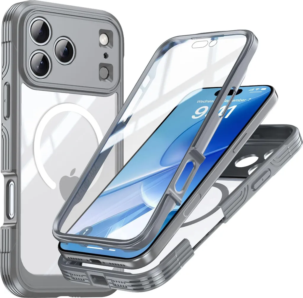 Cover INF iPhone 17 Pro MagSafe Vetro 9H - Grigia Antiurto Professionale
