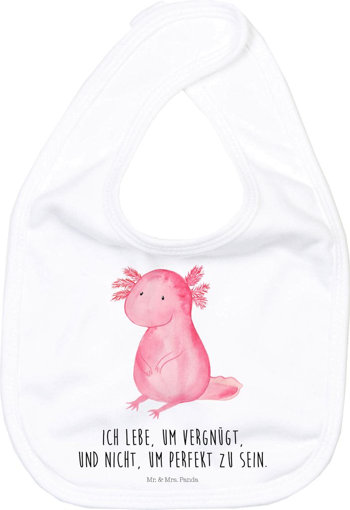 Mr. & Mrs. Panda Lätzchen Axolotl Niedlich - Weiß - Geschenk, Baumwolle, Babylätzchen, Für Babys, Liebe, Lebensweisheit, Schlabberlatz, Freundi...