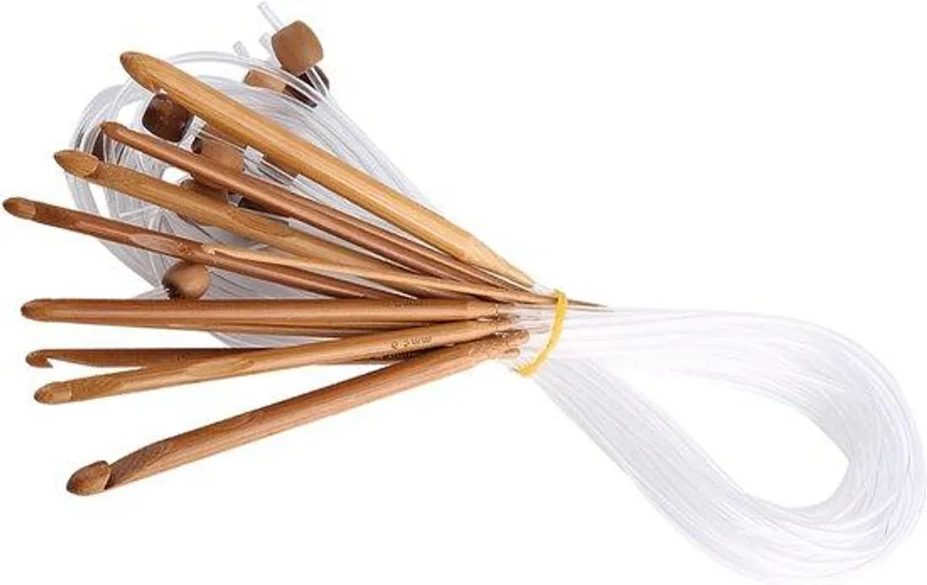 Kit Crochet Tunisien pour Couvertures et Plaids : 12 Crochets Bambou