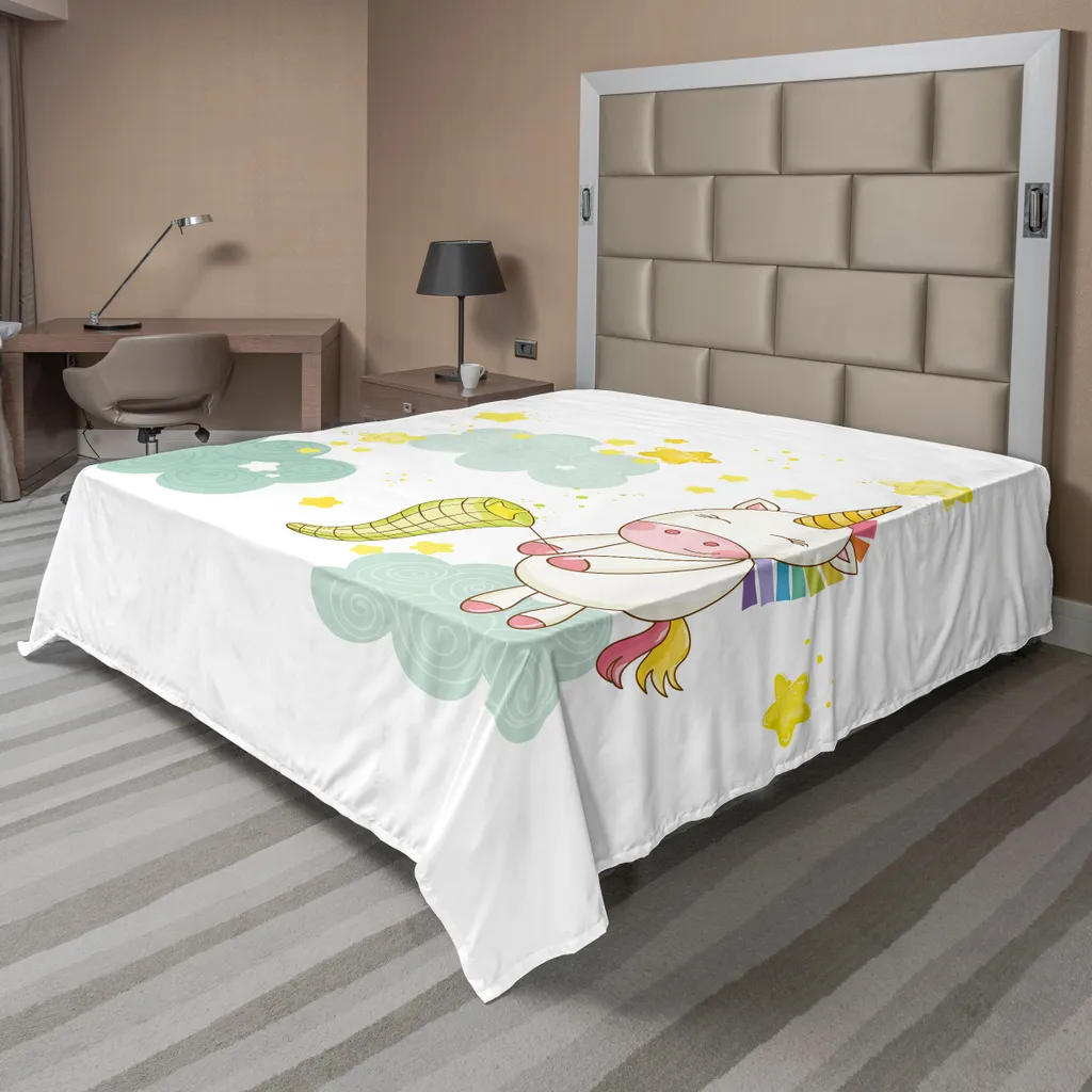 Drap plat Licorne pour Chambre Enfant Décoration Thématique 260x228 cm