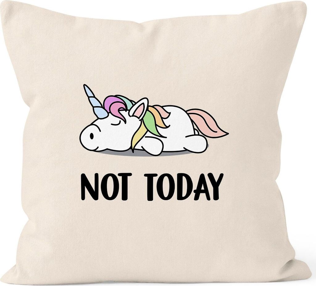 Kissen-Bezug Not Today Kissen-Hülle Chillen Faulenzer MoonWorks Einhorn natur unisize