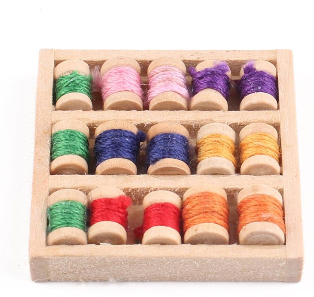 Miniatur Nähmaschine Deko | Miniatur Garnrollen (1 Set) Produktbild 