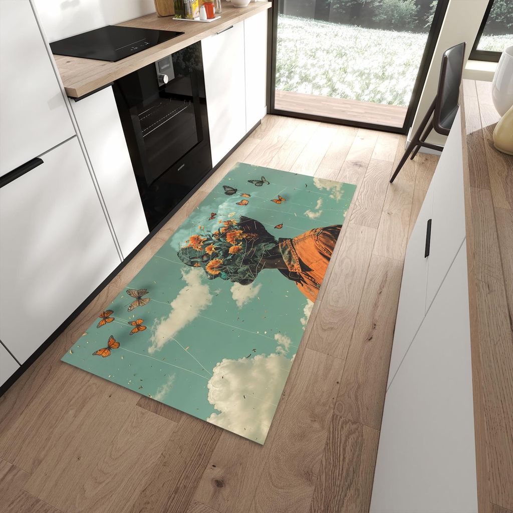 Küchenteppich 90x180cm rutschfest & abwischbar PVC Läufer - Natur Vision