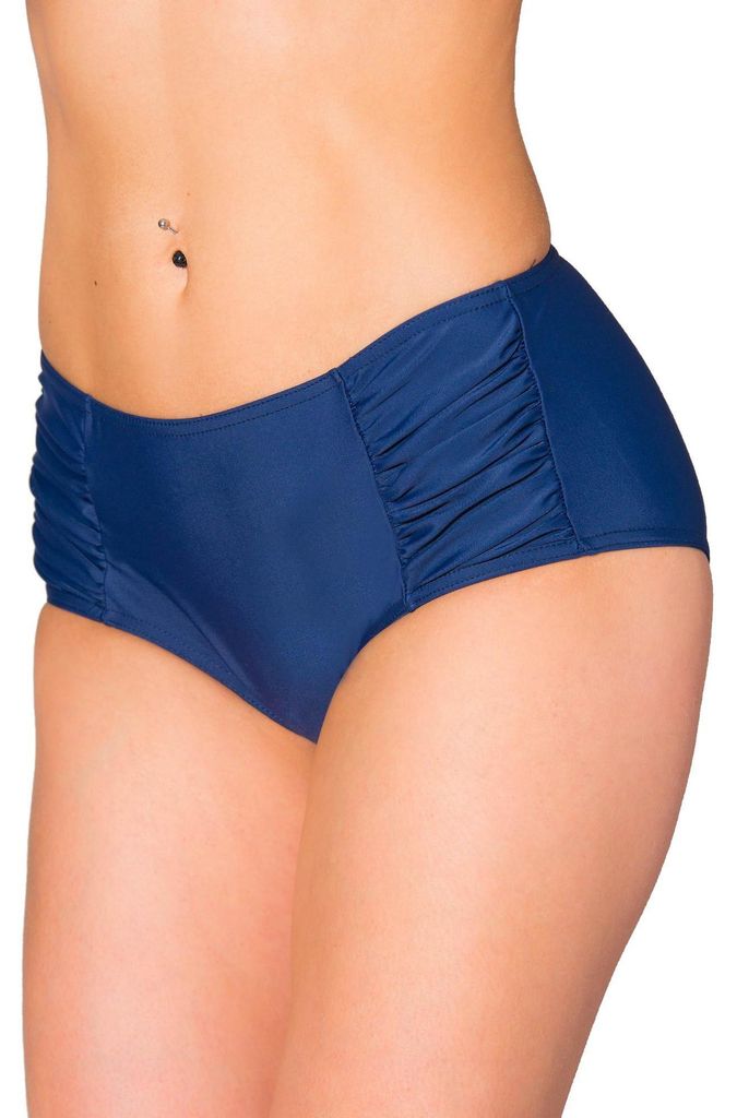 Aquarti Damen Bikinihose Hotpants mit seitlichen Raffungen, Farbe: Dunkelblau, Größe: 42