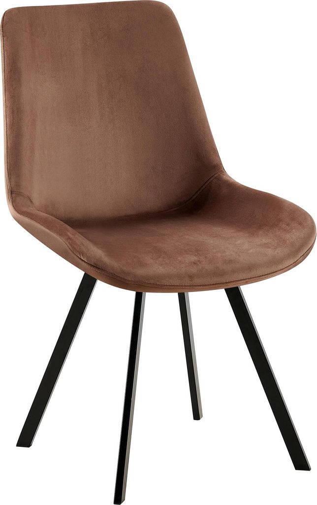 CLP Esszimmerstuhl Lewes Samtbezug 360 Grad drehbar und gepolstert Farbe:braun