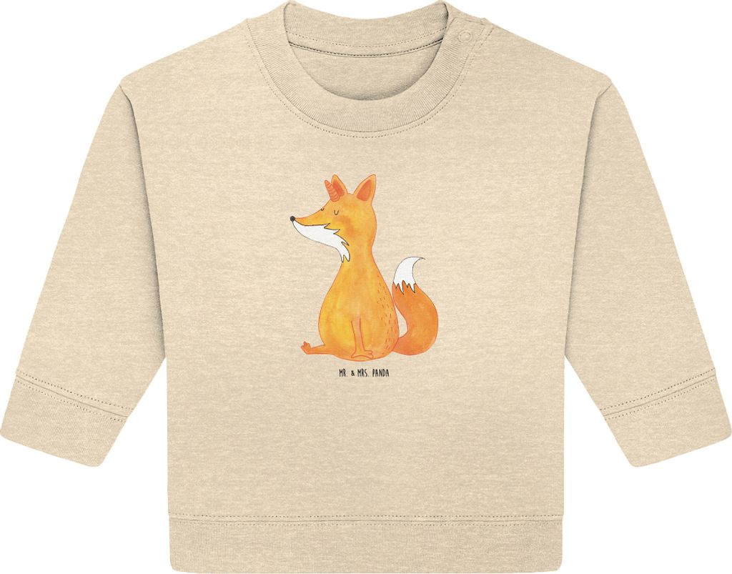 Mr. & Mrs. Panda Organic Baby Pullover Einhorn Fuchs 24. - 36. Monat - Natural Raw - Geschenk, Füchse, Unicorn, Fuchshörnchen, Unicorns, Bullover...