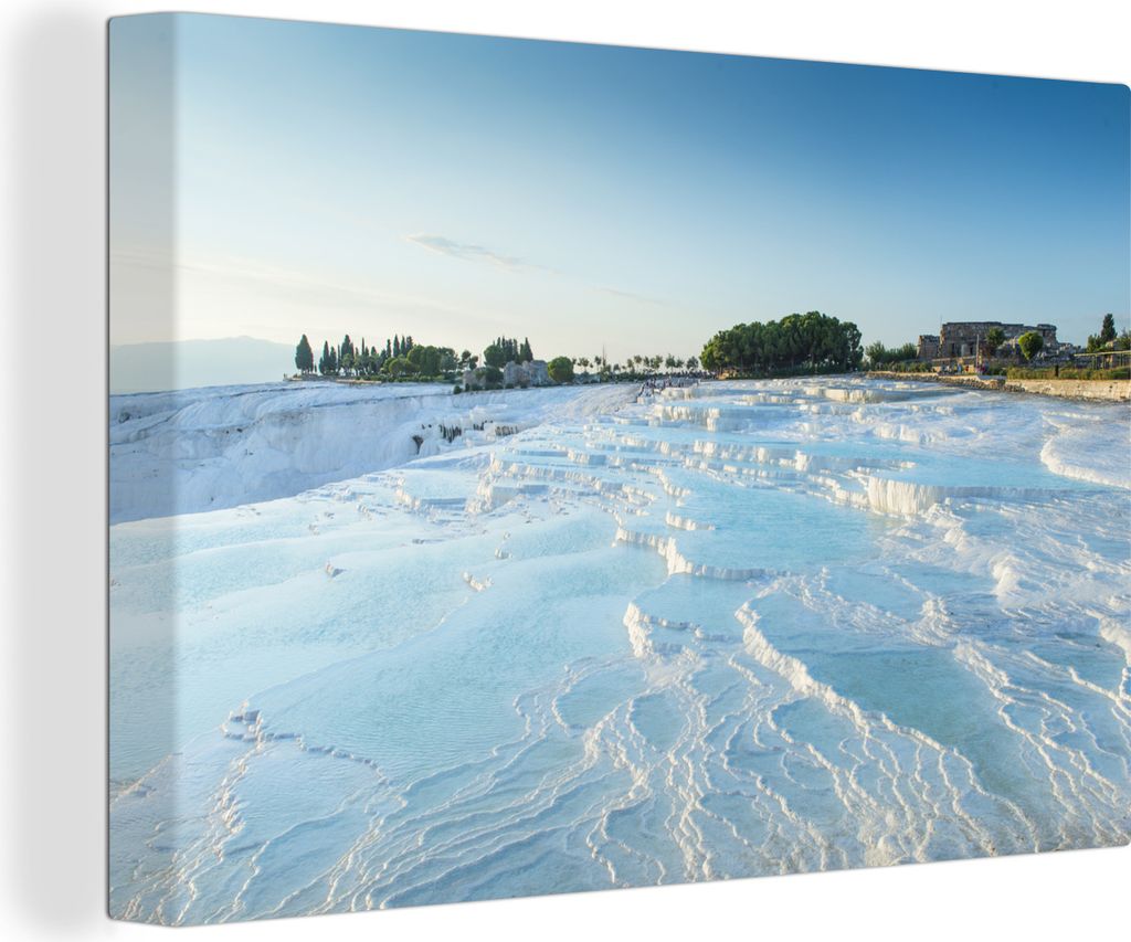 OneMillionCanvasses - Leinwandbilder - 150x100 cm, Klarer blauer Himmel über Pamukkale in der Türkei, Wandbilder Kunstdruck Wanddekoration
