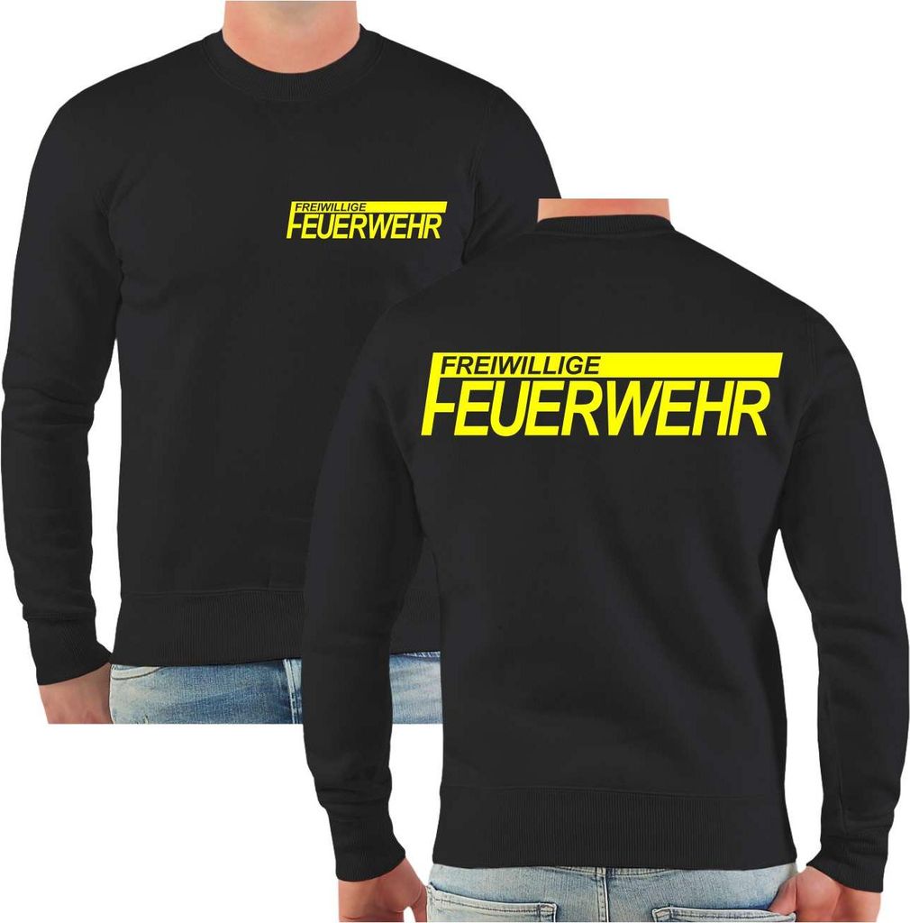 Herren Sweatshirt FFW Freiwillige Feuerwehr NEONGELBER Druck