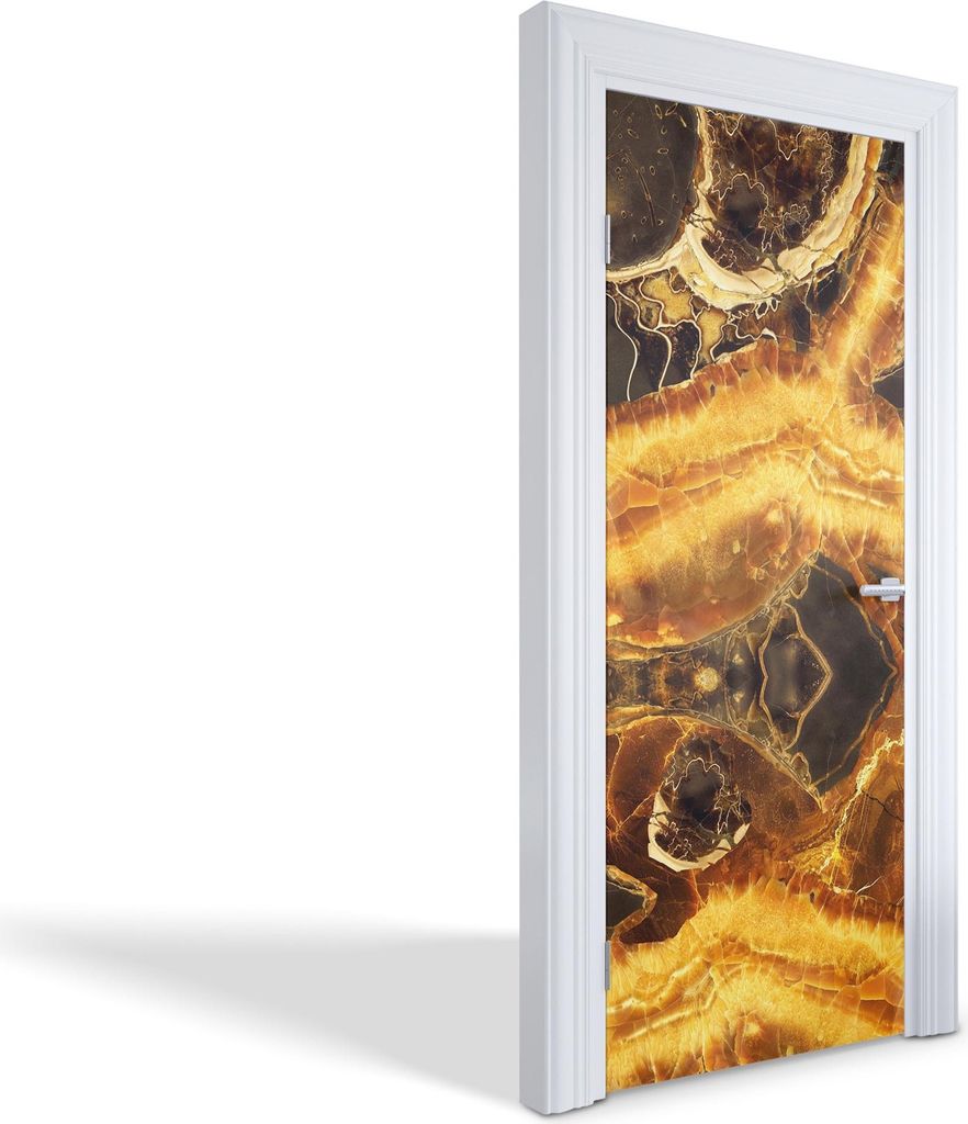 Innentür Folie Modern Selbstklebende Wandsticker Personalisiert - Goldene Abstraktionen - 85 x 205 cm