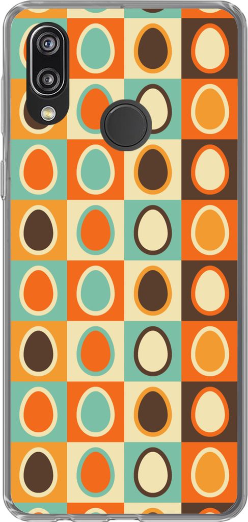 MuchoWow Handyhülle Schutzhülle Hülle für Telefoonhoesje Huawei P20 Lite (2020) Retro - Muster - Ei Silikon Softcase Handy Hülle - Kartenhalter