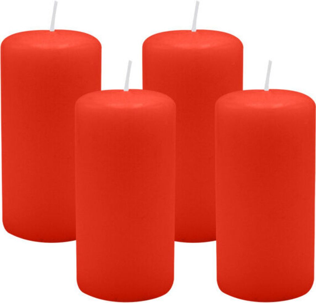 4er Set Adventskranzkerzen Paprika Hellrot Ø 50 x 100 mm