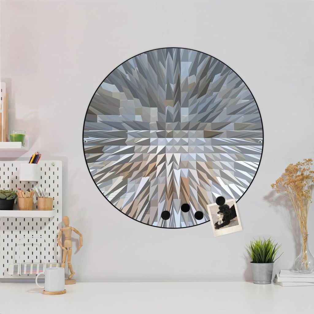 Design Stahlmagnettafel Schwarz Rund 47cm Dornen aus Eis