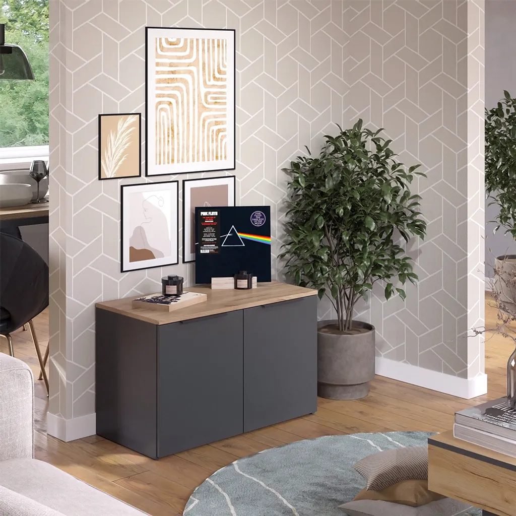 Petit Buffet Anthracite Vicco Wido : Solution de Rangement 80x50 cm - 4
