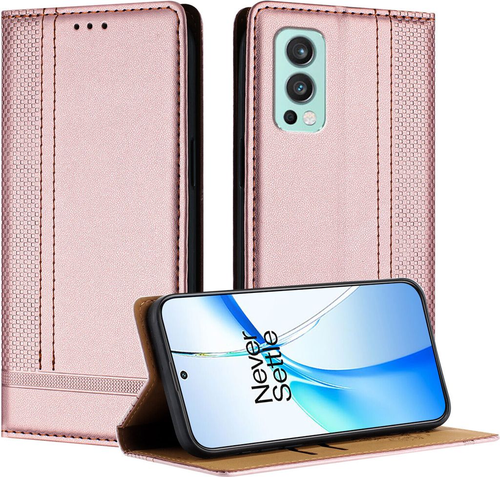 Handyhülle für OnePlus Nord 2 Leder Flip Klappbare Schutzhülle mit Standfunktion Pink
