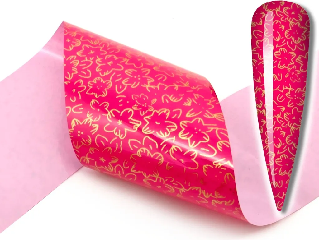 Pellicola Nail Art Fiori 10x4cm - Foil Trasferimento Alta Resa