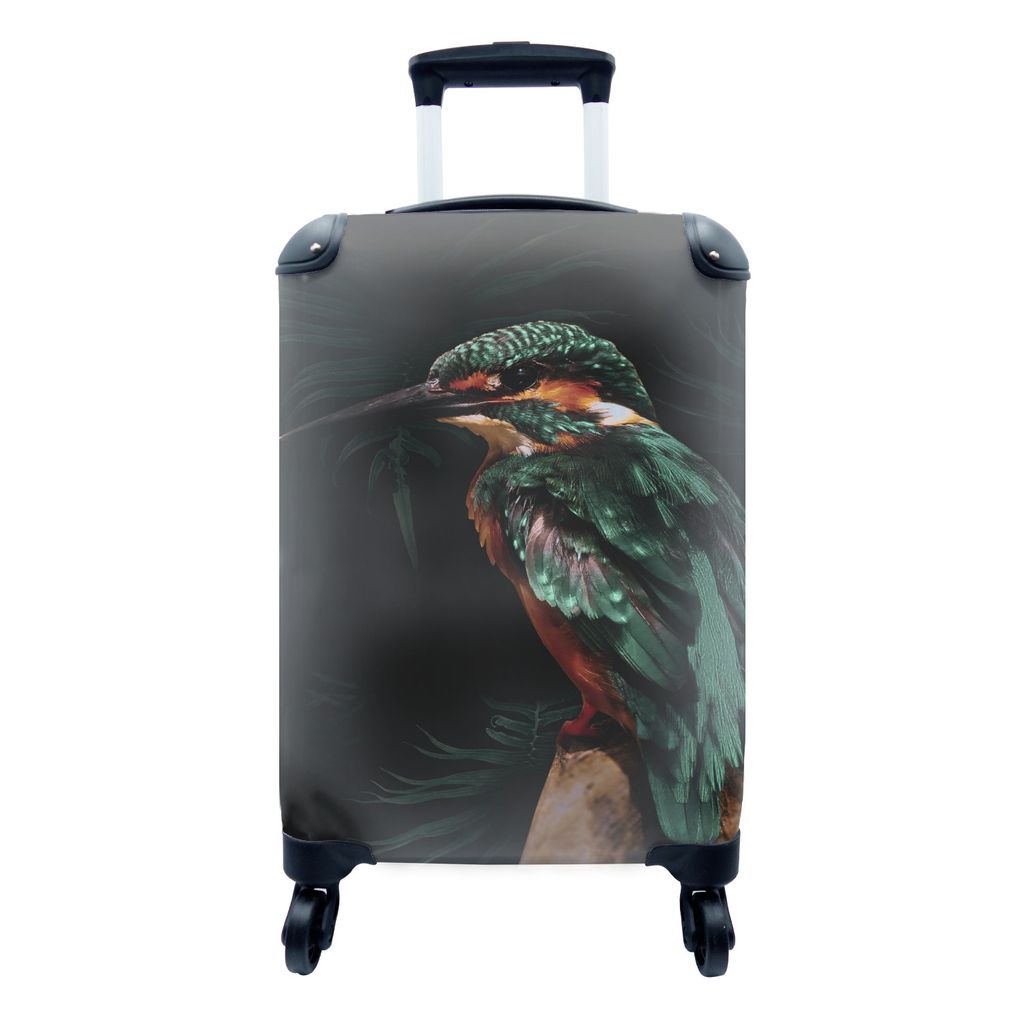 MuchoWow Koffer Handgepäck Trolley Rollkoffer Kleine Reisekoffer mit 4 Rollen - Eisvogel - Zweig - Bunt - Cabin Size < 55x40x23 cm & 55x40x20 cm...