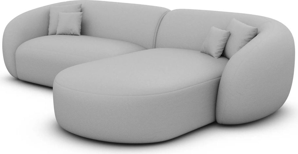Echtleder L-Form Sofa Gaia Hellgrau Rechts