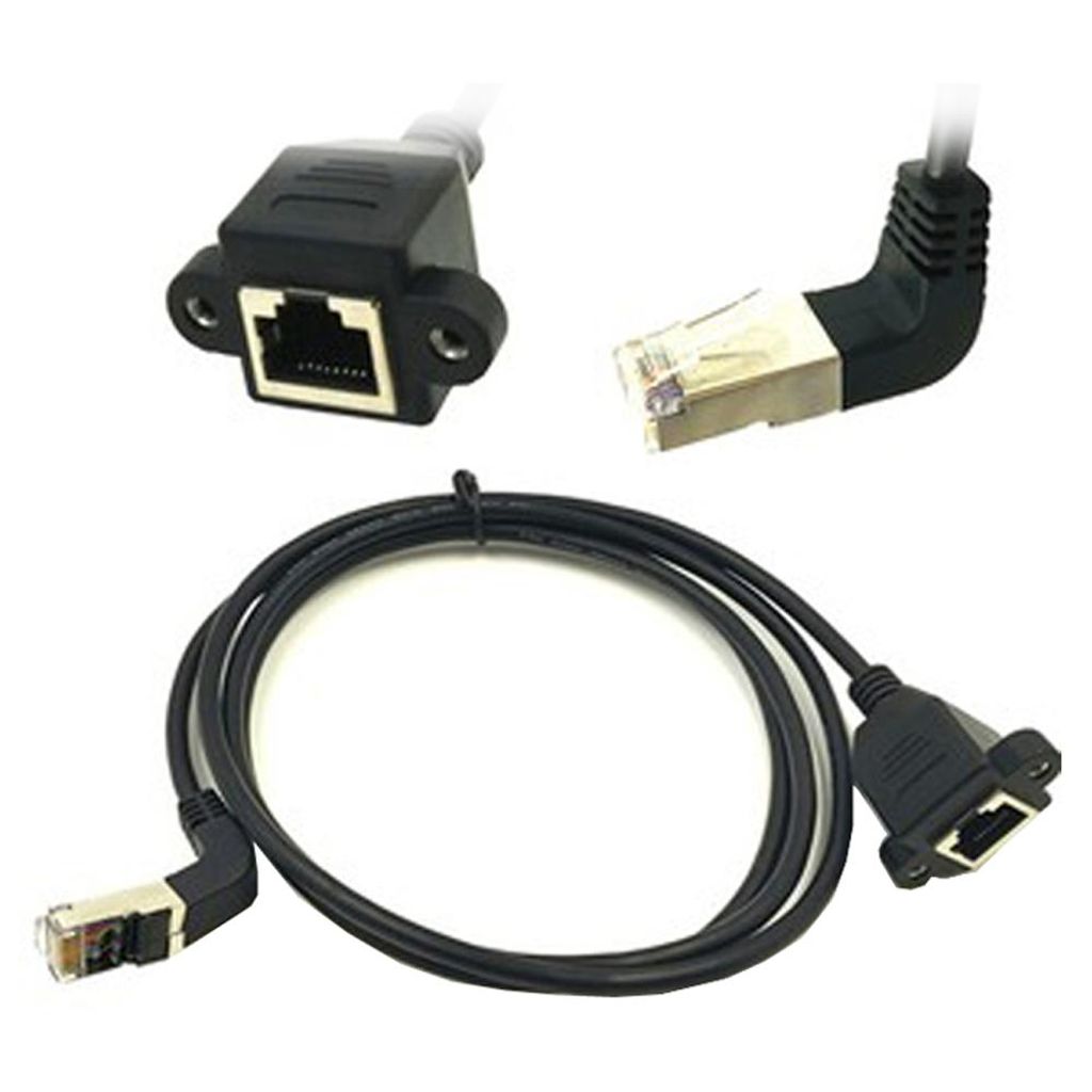 Q48C RJ45 Netzwerk Verlängerungskabel – Abgewinkelter LAN-Stecker auf festbare RJ45 Buchse, Ethernet Verlängerung für Router, PC & Switch