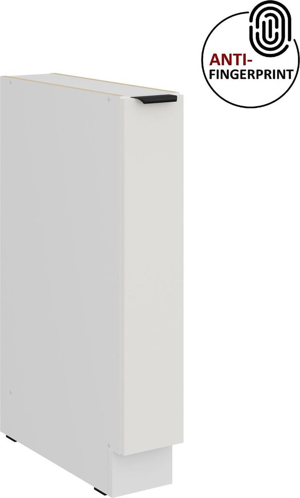 Küchen Unterschrank Schrankauszug 15 cm Küche ARIA Weiss ultra matt + Weiss matt, hochwertige Fronten mit Anti Fingerprint Beschichtung Küchenze...