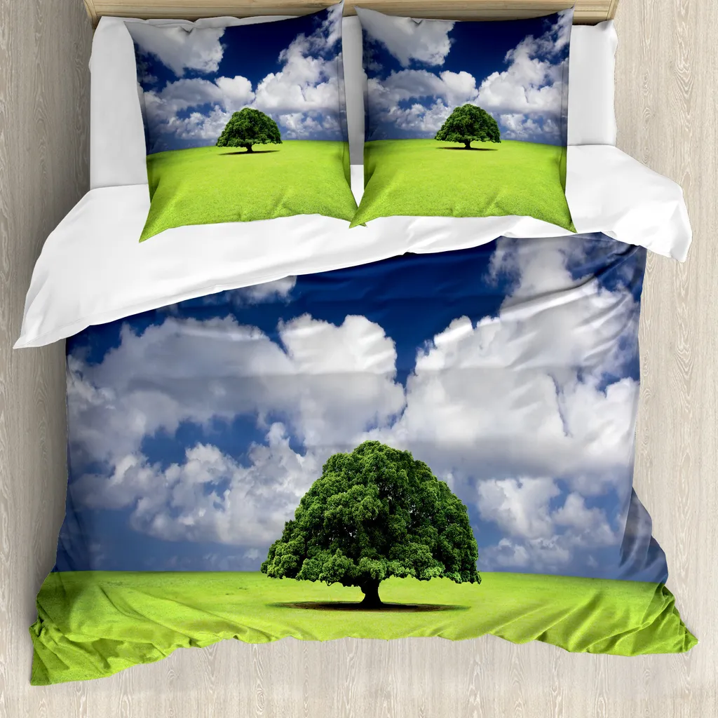 Copripiumino Natura ABAKUHAUS 200x200: Design Albero e Prato Verde