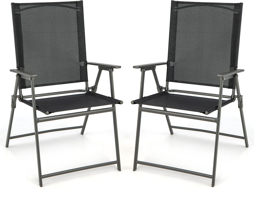 GOPLUS 2er Set Gartenstuhl Klappbar, Klappstuhl mit Rücklehne & Armlehne, wetterfest Balkonstuhl 150 kg belastbar, Garten, Terrasse, Balkon