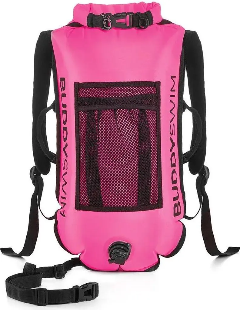 Bouée Sac à Dos Natation 28L Rose pour Nager en Sécurité en Mer