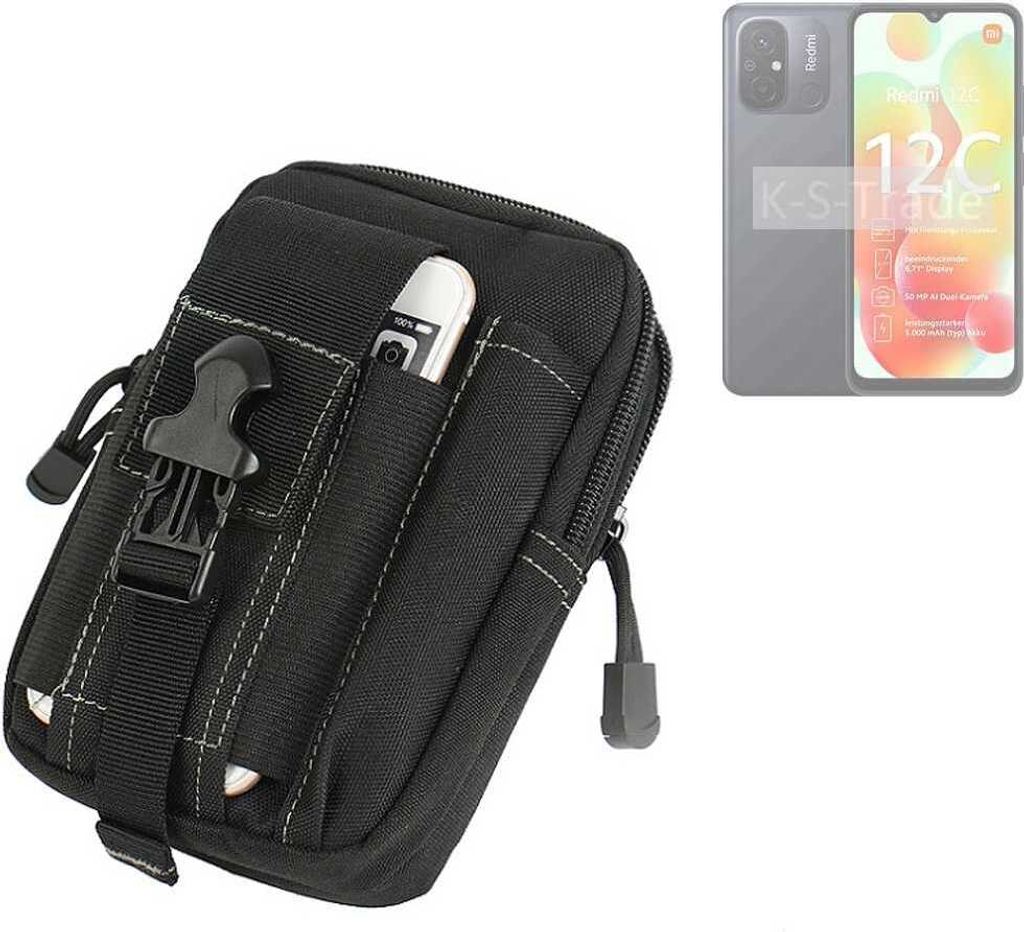 K-S-Trade Gürtel Tasche kompatibel mit Xiaomi Redmi 12C Gürteltasche Holster Schutz Hülle Handy Hülle Smartphone outdoor Handy-Hülle schwarz