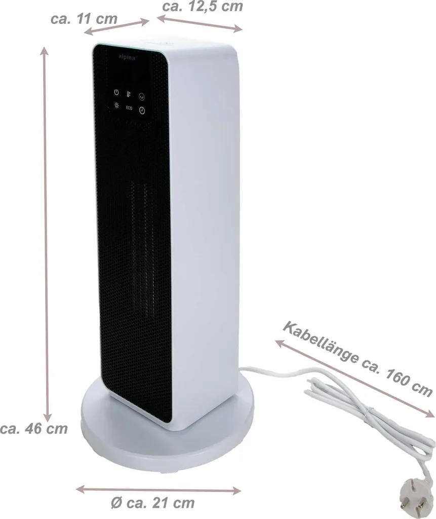 Stufa Elettrica a Torre PTC 2000W | Protezione Surriscaldamento e Timer - 10