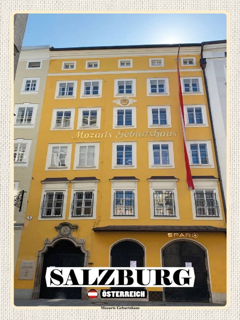vianmo Holzschild 40x30 cm Salzburg Mozarts Geburtshaus Bildmotiv Reisemotiv Abenteuer Reisen