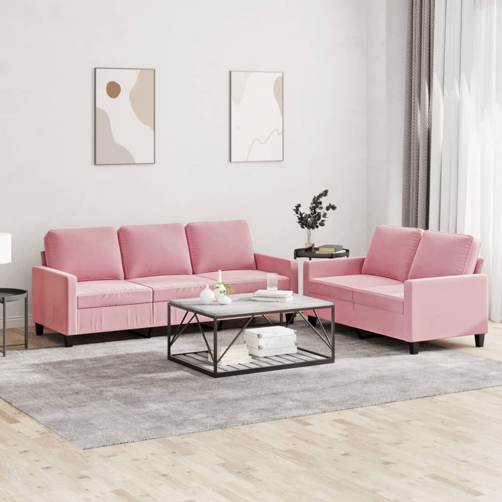 2-tlg. Sofagarnitur mit Kissen Rosa Samt , Schlafsofas 2024 Neu