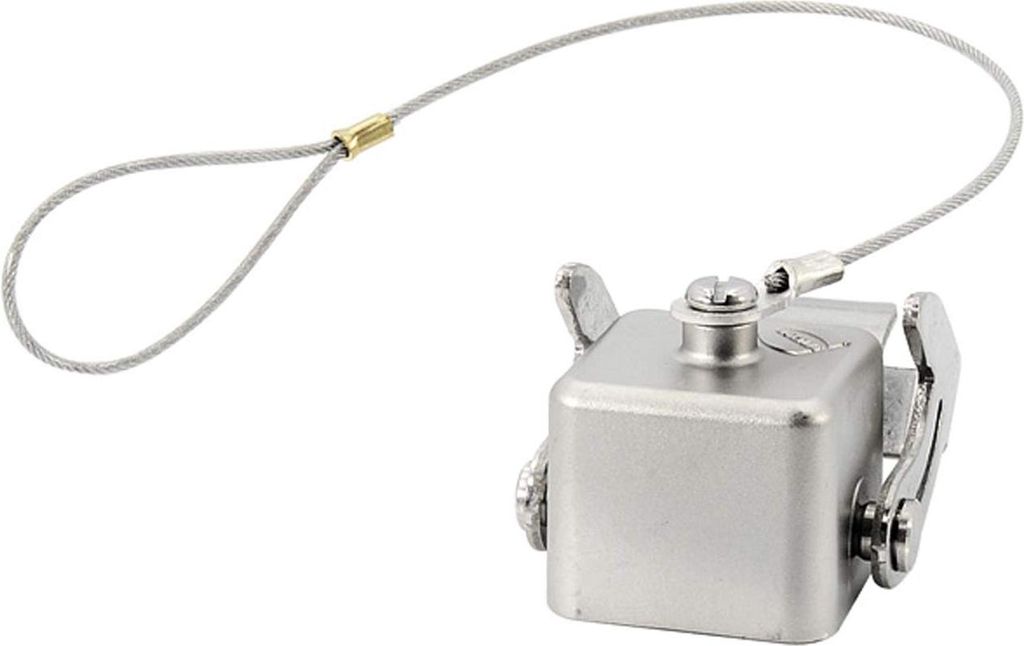 HARTING Schutzkappe 3A Edelstahl mit 1 Bügel für Oberteil Verliersicherung mit großer Schlaufe mit montiertem