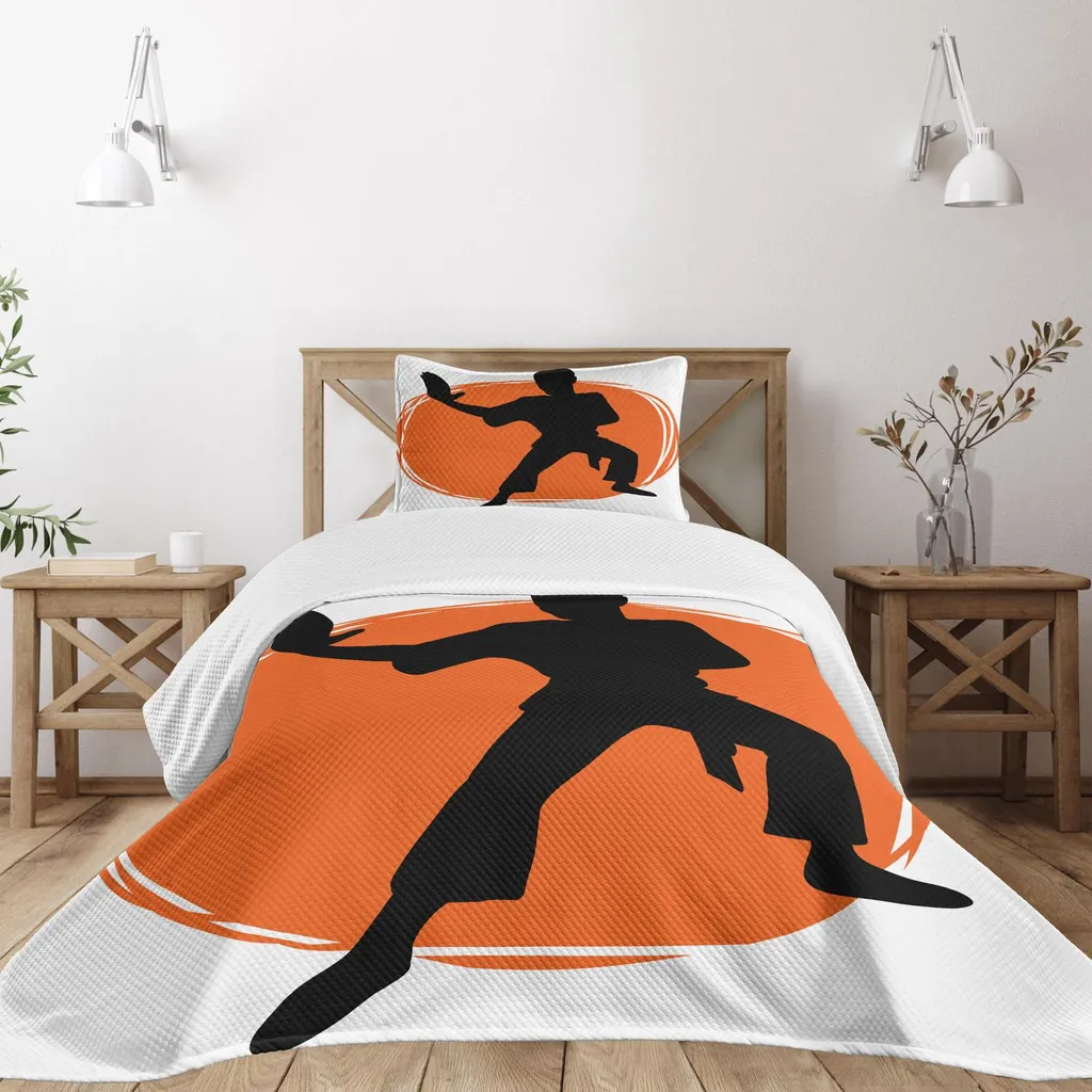 Set Letto ABAKUHAUS Karate Kung Fu Matrimoniale Arancio Grigio