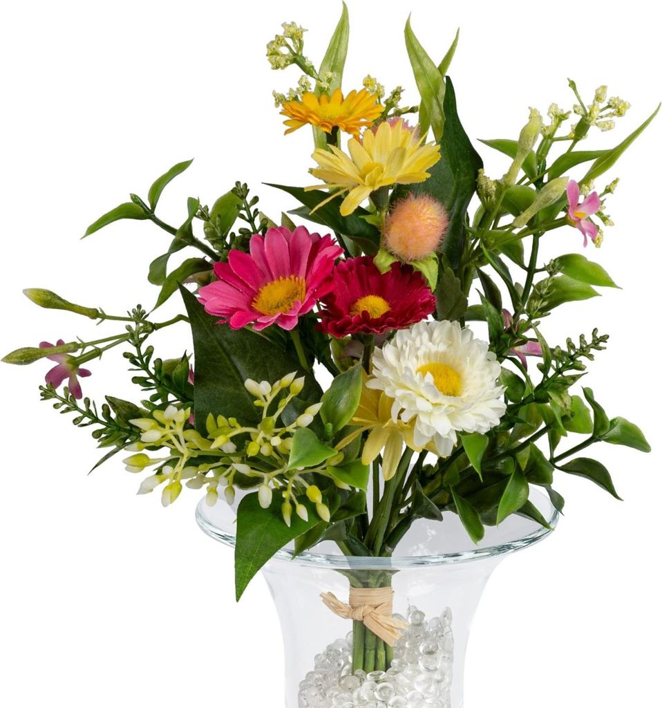 Kunstblumenstrauß Tischdeko Frühlings Blumenmeer L. 30cm bunt Formano F26