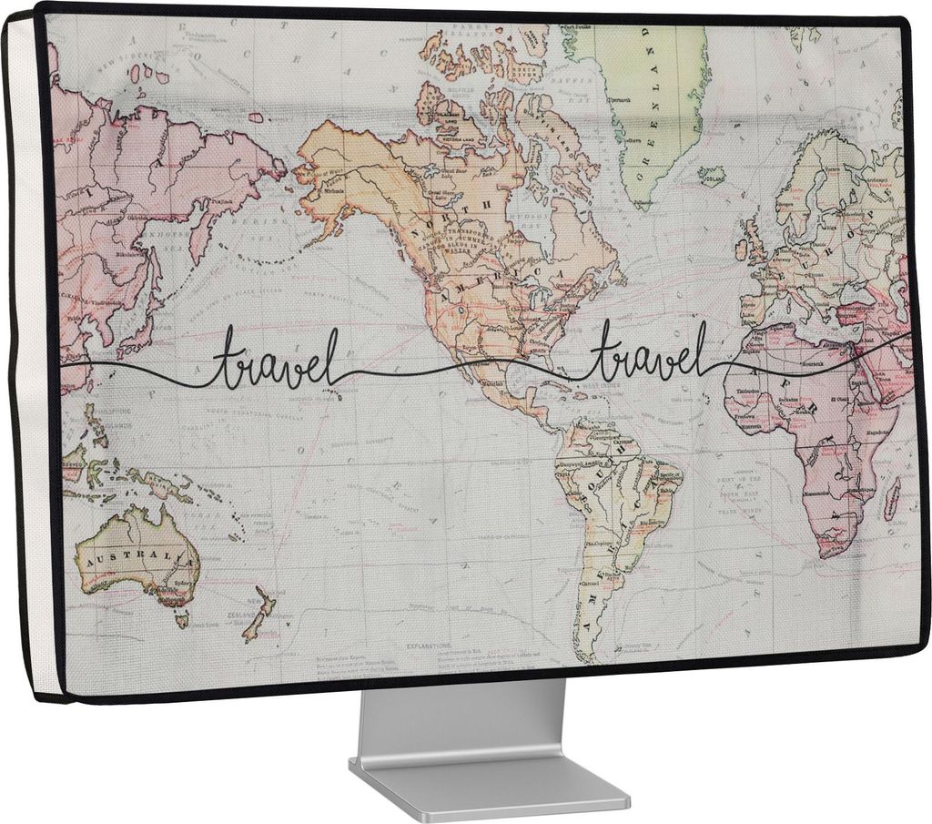 kwmobile Leinen Hülle kompatibel mit 20-22" Monitor - Schutzhülle Staubschutz Abdeckhaube für PC Bildschirm - Computer Screen Cover Staubhaube H...