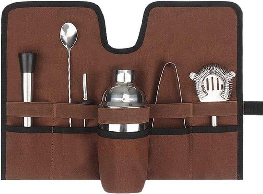 Professionelles Bartender-Set - Portable Cocktail-Ausrüstung - Braun