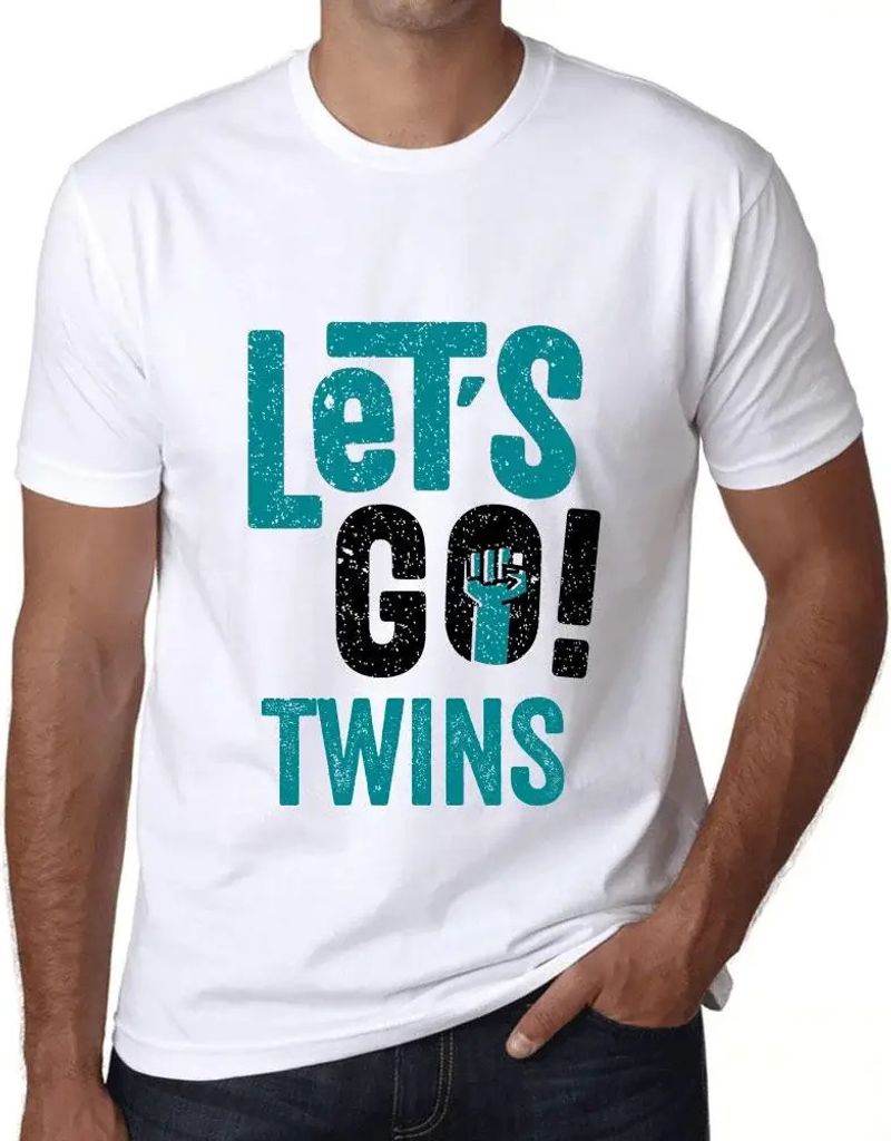 Herren Grafik T-Shirt Auf geht's Zwillinge – Let's Go Twins – Öko-Verantwortlich Vintage Jahrgang Kurzarm Lustige Druck Geburtstag Geschenk Mann